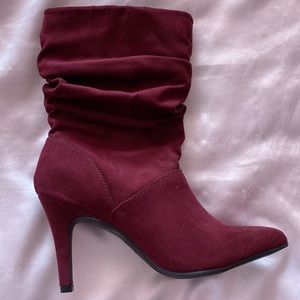 NIB Style&Co. Adelay Cranberry Mid Calf Slouchy Heeled Boots
